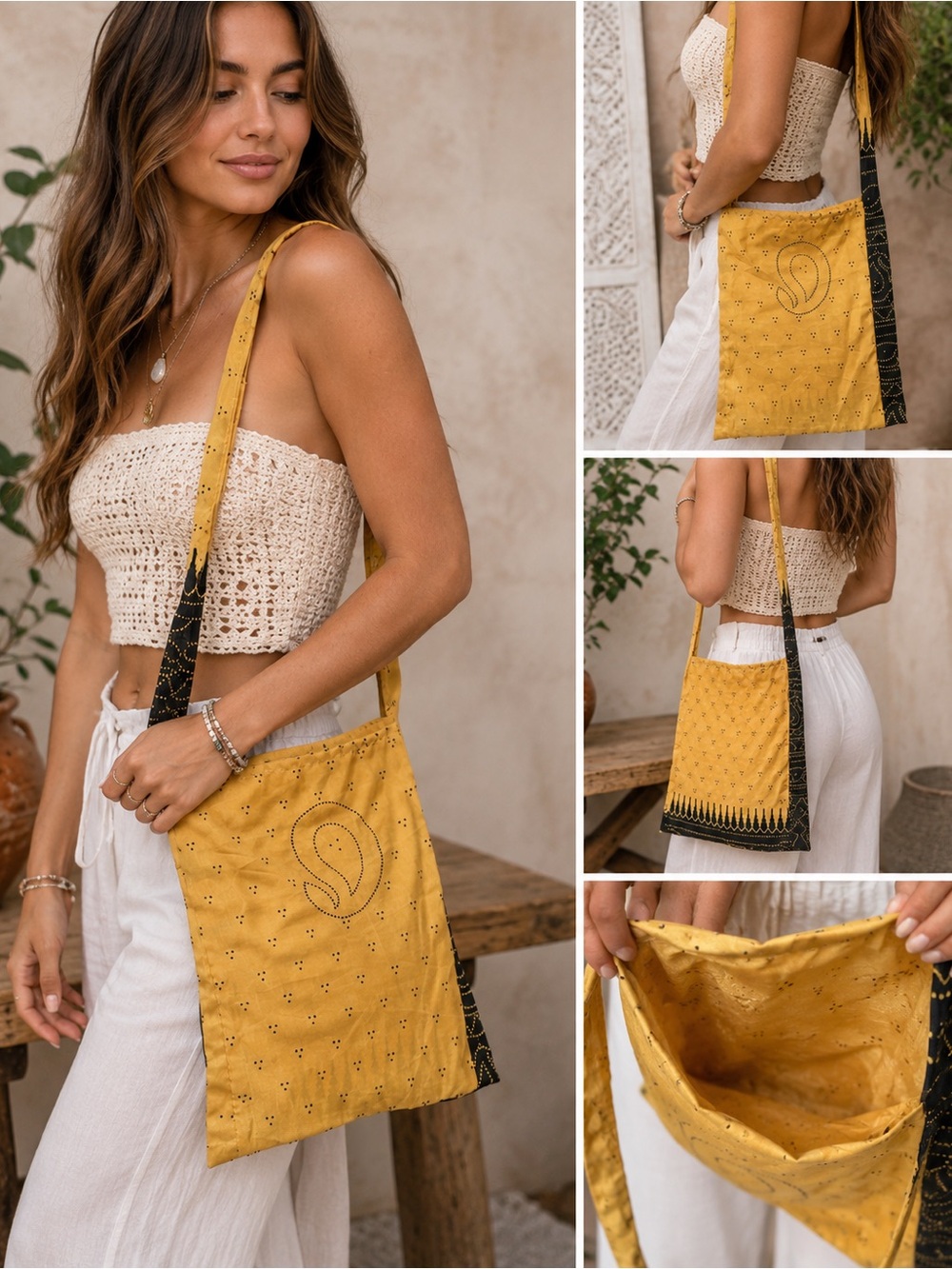 Handmade Recycled Sari Crossbody Bag | Upcycled Indian Boho Shoulder Purse